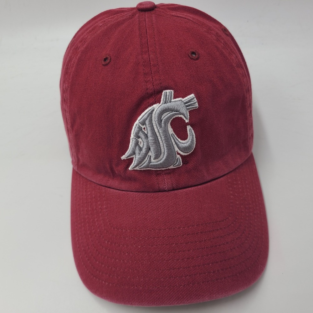 Washington State Cougars Hat Strapback 47 Brand Clean Up Red Gray NCAA Logo Men